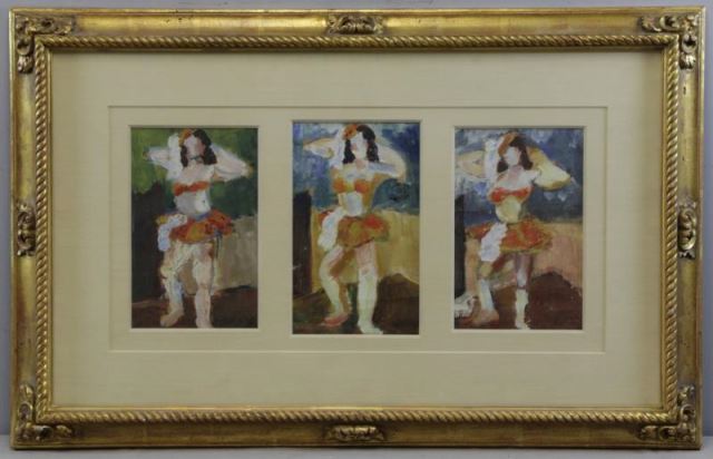 Appraisal: KUHN Walt Oil on Paper Three Studies of DancersFramed as