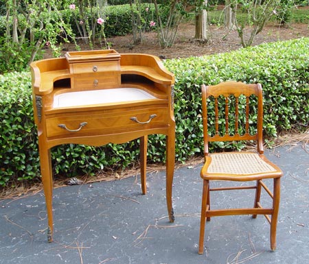 Appraisal: LADIES FRENCH STYLE DESK WITH CHAIR Mid to late th