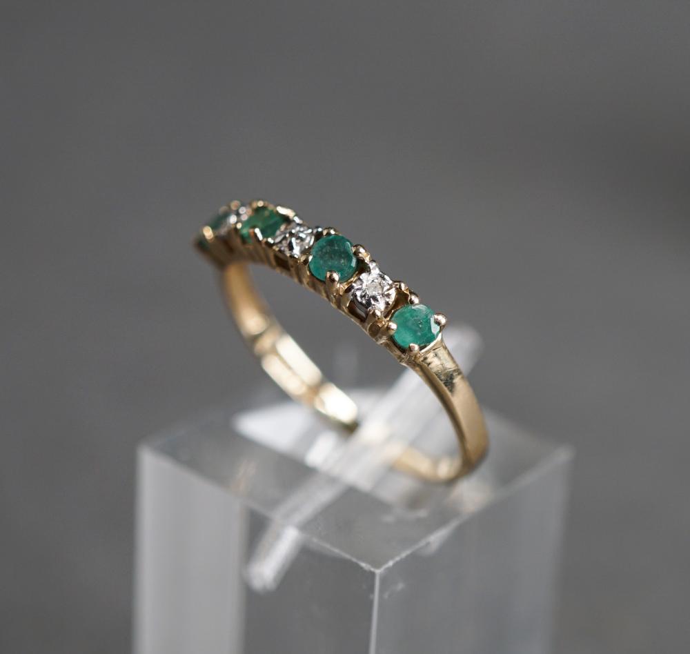 Appraisal: -KARAT YELLOW-GOLD EMERALD AND DIAMOND RING GROSS DWT SIZE -Karat