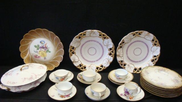 Appraisal: Lot of Meissen Limoges KPM Porcelain Meissen floral plate with