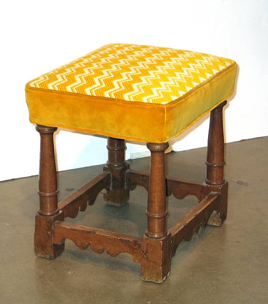 Appraisal: An Italian Baroque walnut stool th century and later elements