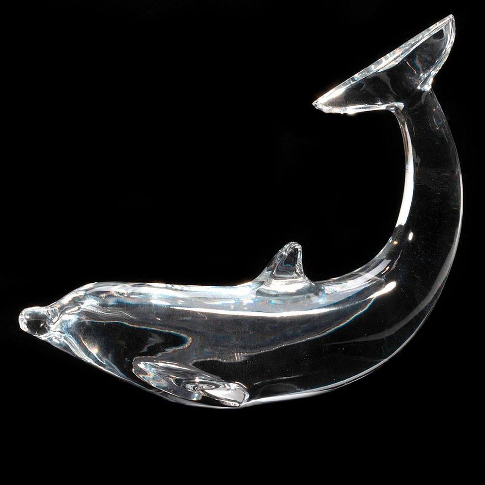 Appraisal: Baccarat Glass Figure The clear glass figure of a dolphin