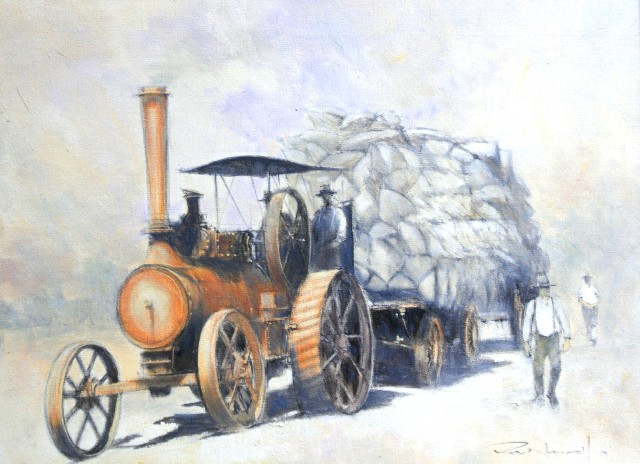 Appraisal: Rex Newell born Steam Tractor Nyngan oil on canvas on