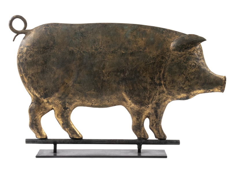 Appraisal: TH C FOLK ART PIG FORM WEATHERVANE Full hollow body