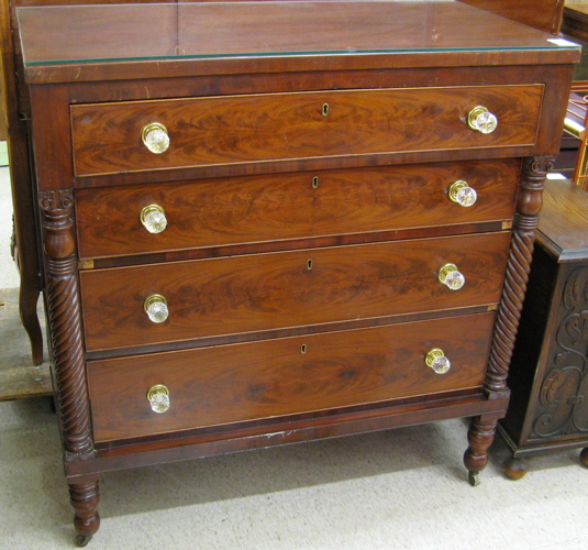 Appraisal: AN EMPIRE MAHOGANY CHEST OF DRAWERS American mid th century