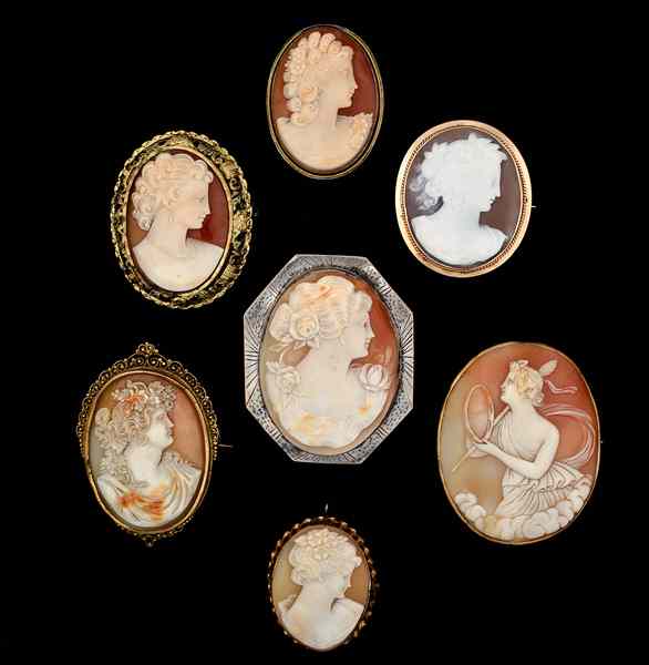 Appraisal: Plated Sterling Rolled Gold Cameo Brooch Collection A collection of