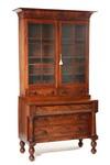 Appraisal: SECRETARY - Early th c mahogany two-part bookcase top secretary