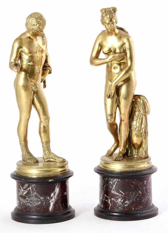 Appraisal: Rare pair Italian bronze figures of Venus and Adonis on