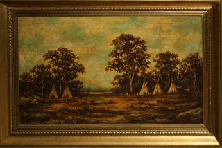 Appraisal: Ralph Albert Blakelock American - Indian encampment with tipis and