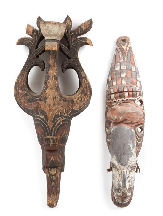 Appraisal: Sale Lot Two Carved Wood Masks papua new guinea th