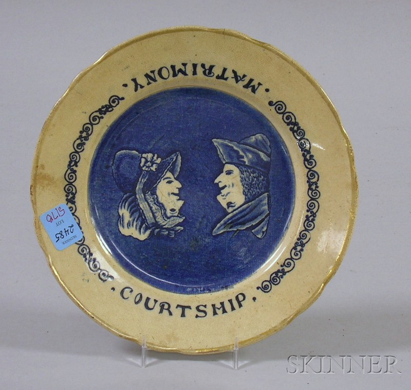 Appraisal: English Transfer Decorated Courtship Matrimony Staffordshire Plate dia in