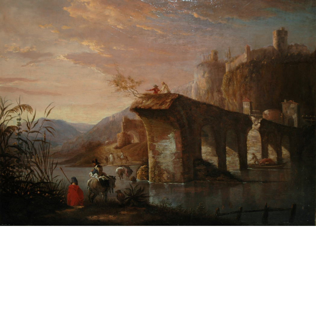 Appraisal: School of Jan Both Italian Landscape with Figures before the