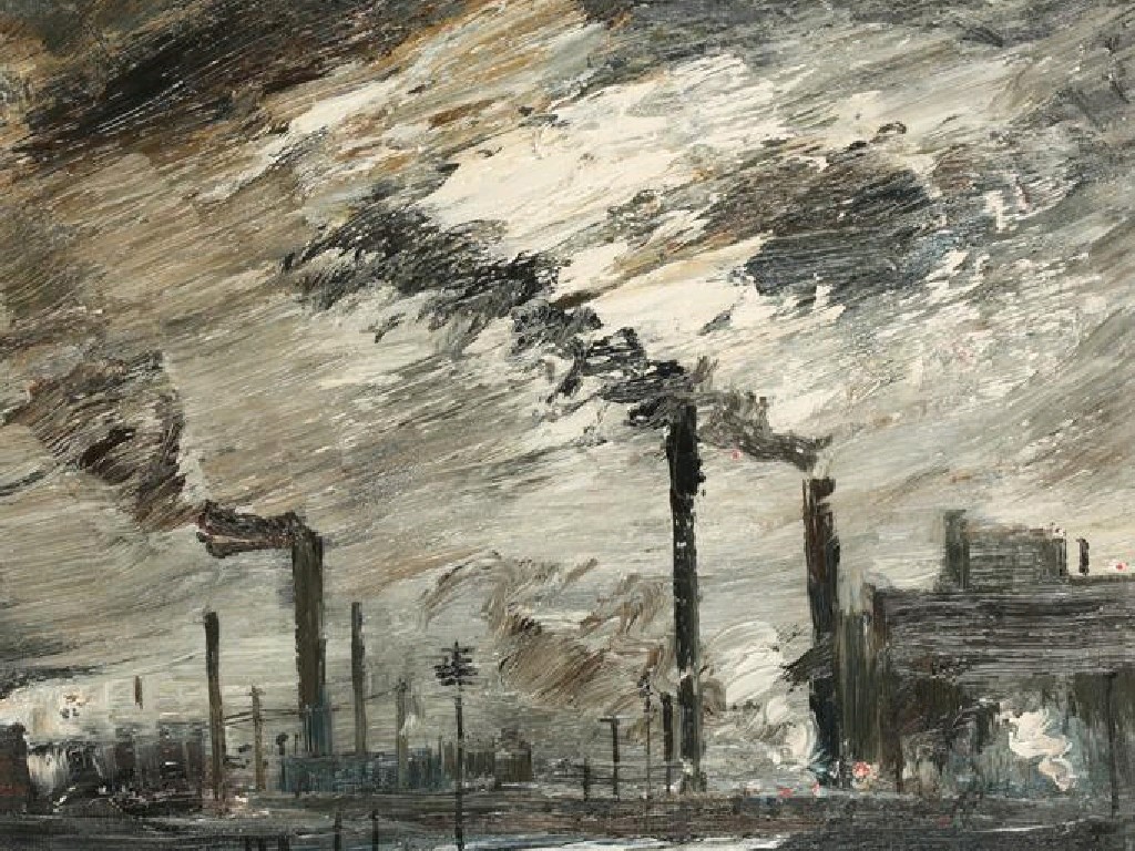 Appraisal: THEODORE MAJOR An industrial landscape inscribed with the artist's name