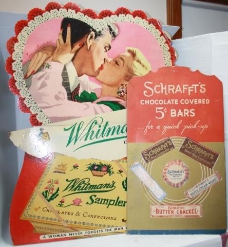 Appraisal: TWO VINTAGE MID- TH CENTURY CHOCOLATEADVERTISING SIGNS TO INCLUDE SCRAFFT