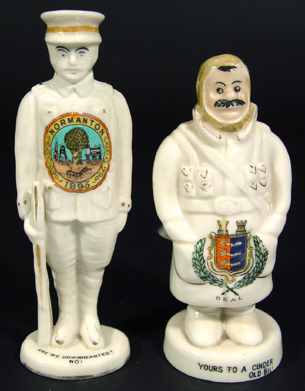 Appraisal: Two military crested china figures - a Carlton Bruce Bainsfather