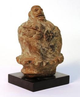 Appraisal: Colonial South American Terracotta Figure Possibly shamanic depicting a large