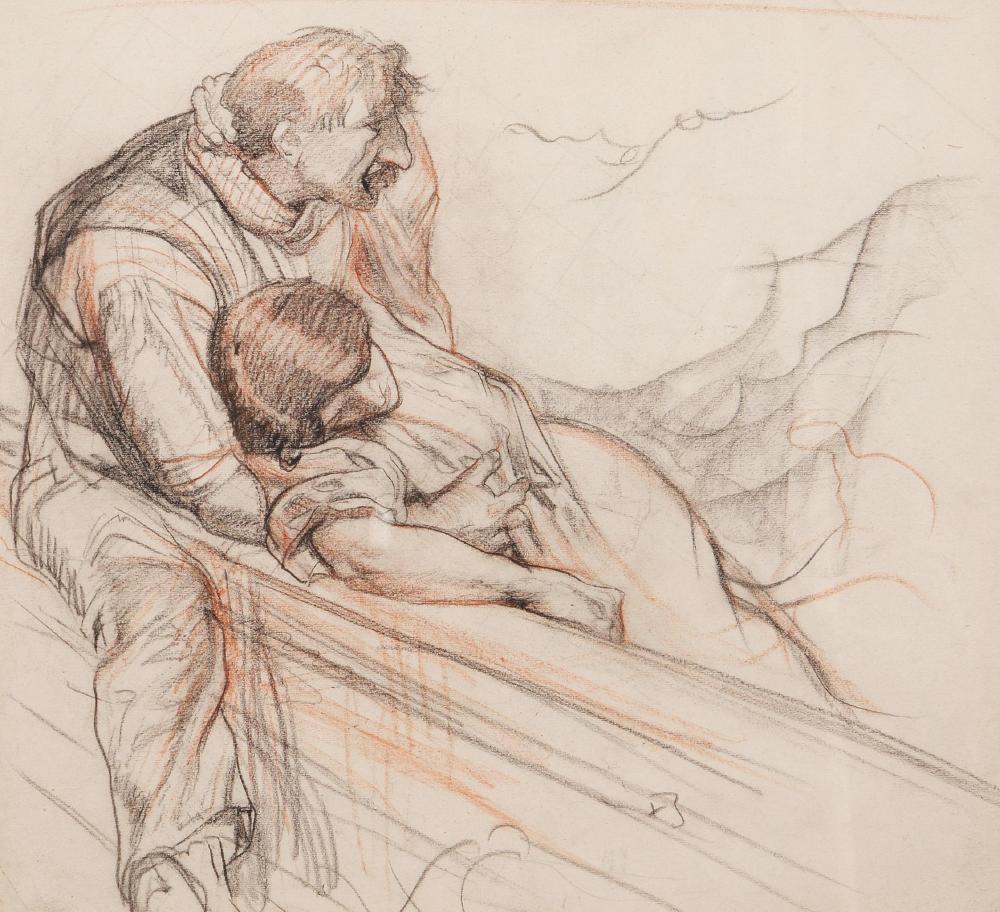 Appraisal: SIR FRANK BRANGWYN R A - The Rescue drawing in