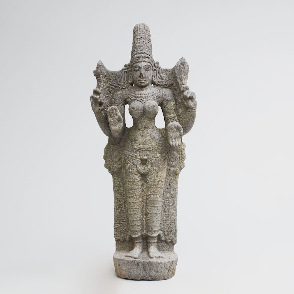 Appraisal: Indian Grey Granite Figure of Lakshmi x x in Note