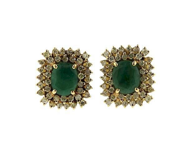 Appraisal: K Gold Diamond Emerald Earrings METAL K gold GEMSTONES emerald