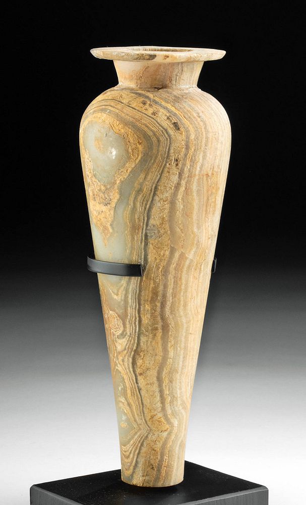 Appraisal: Tall Egyptian New Late Kingdom Banded Alabaster Vessel Ancient Egypt