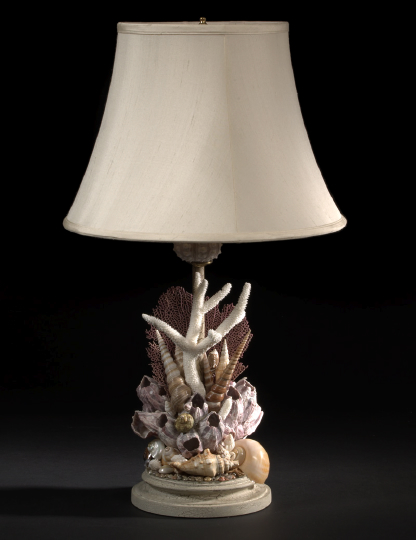 Appraisal: American Seashell Limpet and Coral-Based Table Lamp fitted with a