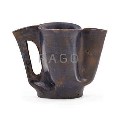 Appraisal: GEORGE OHR Crimped pitcher with cutout handle Condition Report