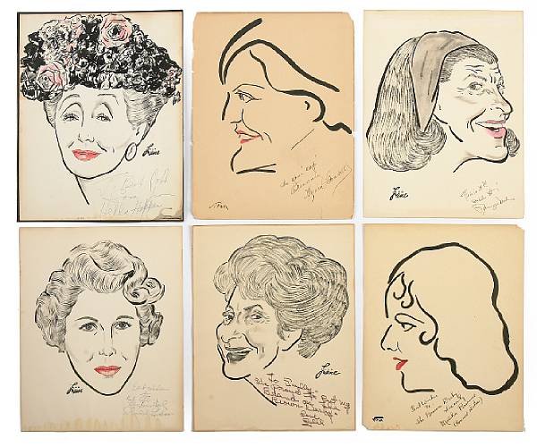 Appraisal: A collection of female signed caricatures from The Brown Derby