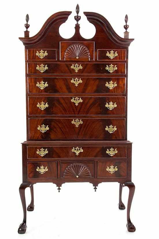 Appraisal: American Chippendale style mahogany chest on chest th century top