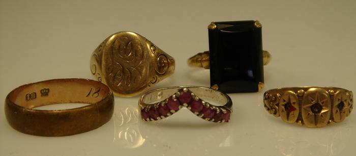 Appraisal: Gold Silver Rings rings including settings with black onyx jade