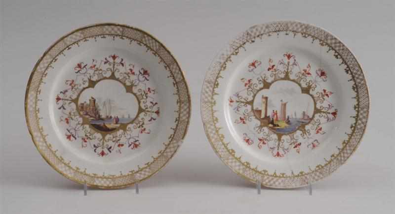 Appraisal: PAIR OF ENGLISH PLATES Circa painted in the Meissen style