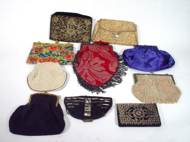 Appraisal: Ten Edwardian and later clutch bags with beaded mirrored and