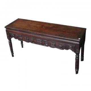 Appraisal: Antique Chinese Carved Bench with carved decoration to the apron