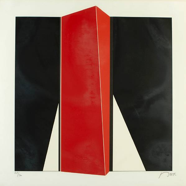 Appraisal: Jean Baier Swiss born Untitled Red Vertical n d Screenprint