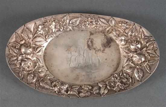 Appraisal: American repousse sterling silver catch tray for a sauceboat Jacobi