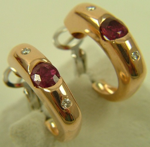 Appraisal: PAIR OF RUBY AND DIAMOND EARRINGS each K rose and