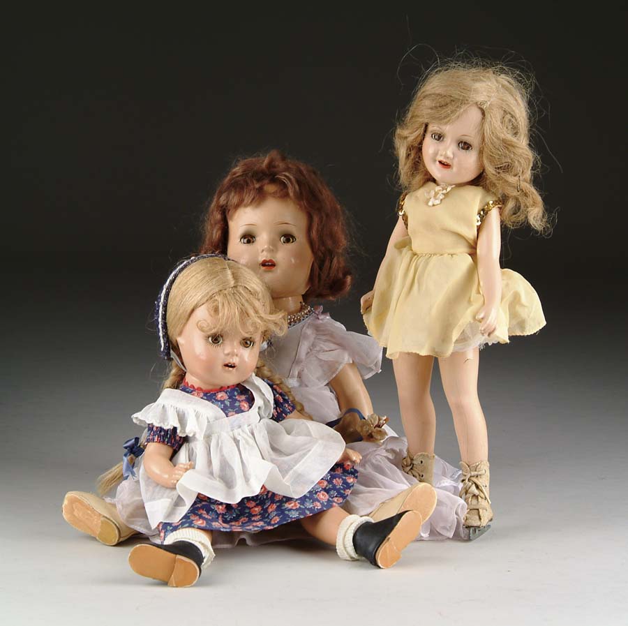 Appraisal: LOT OF THREE COMPOSITION DOLLS The first being a Madame