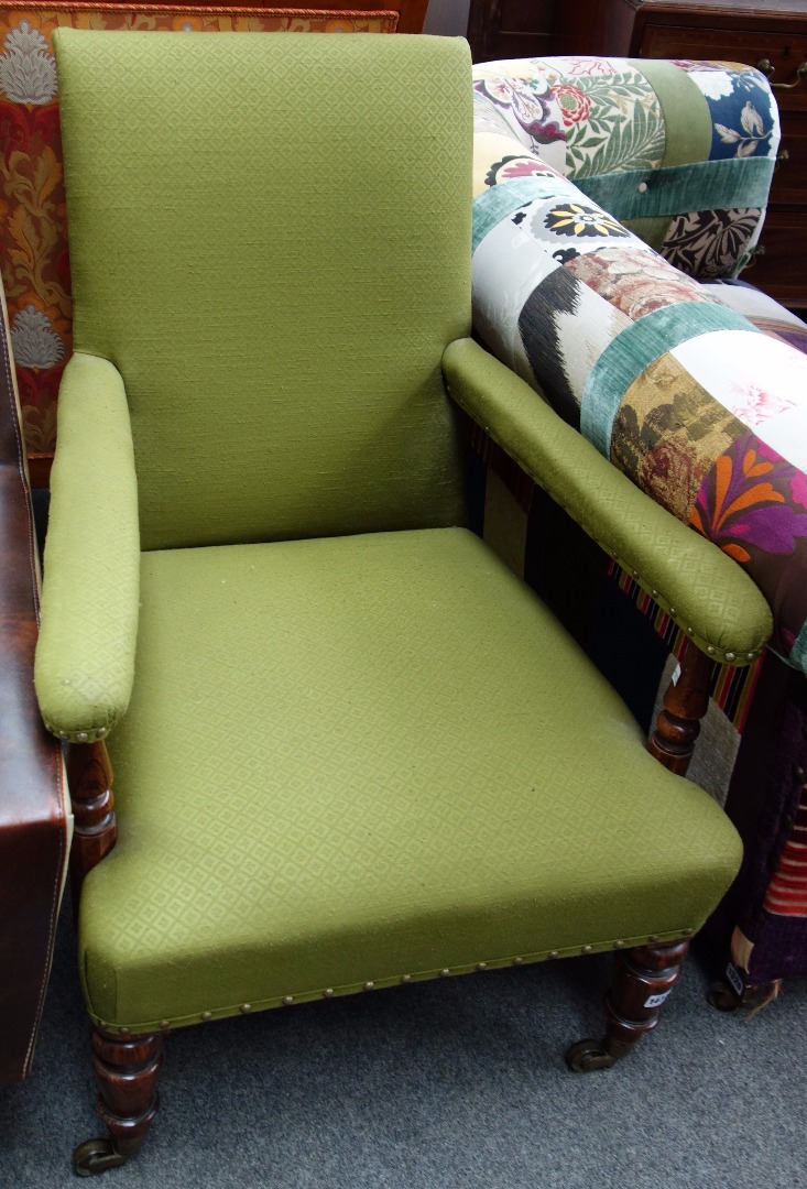 Appraisal: An early th century faux rosewood open armchair on turned