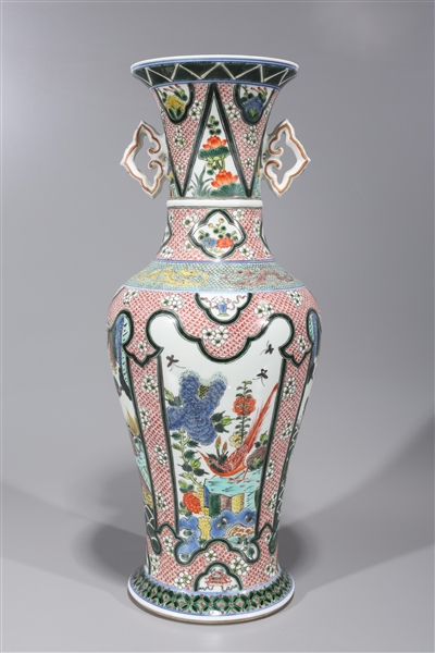 Appraisal: Tall Chinese famille verte enameled porcelain vase with elaborate designs