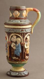 Appraisal: Continental Glazed Majolica Footed Jug th c o Continental Glazed