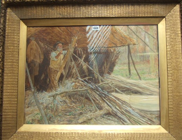 Appraisal: William Henry Charles Groome d Making wooden hoops watercolour and