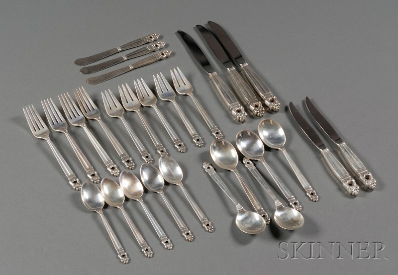 Appraisal: Partial International Sterling Royal Danish Flatware Service comprising five salad