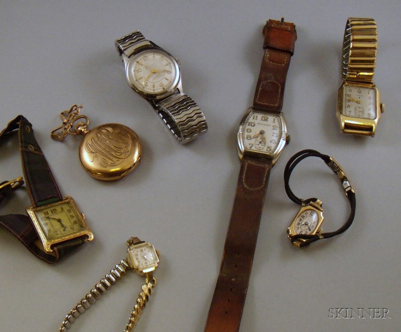 Appraisal: Six Assorted Wristwatches and a Pocket Watch makers include Elgin