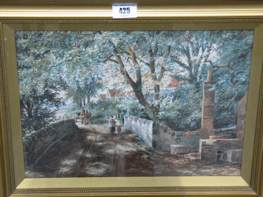 Appraisal: J SHEARER watercolour 'A Country Lane' signed and dated