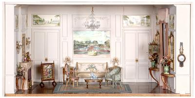 Appraisal: Louis XVI style miniature room box Louis XVI style drawing