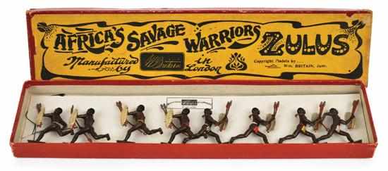 Appraisal: Britains Africa's Savage Warriors Zulus Set x charging Zulu Warriors