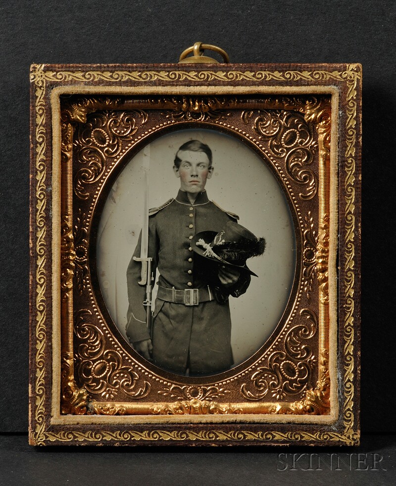 Appraisal: Sixth Plate Ambrotype of a Union Military Officer with forage