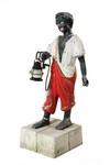 Appraisal: GROOM FORM HITCHING POST - Painted Cast Zinc Figure of