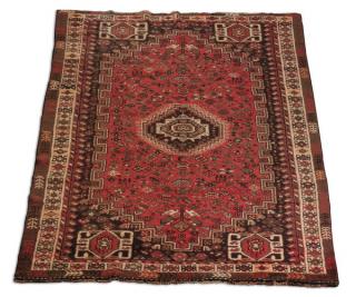 Appraisal: Hand knotted Turkish tribal rug x Hand knotted semi antique