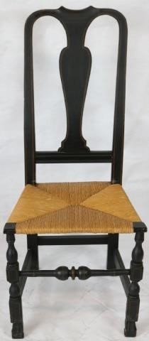 Appraisal: TH C QUEEN ANNE YOKE BACK SIDE CHAIR VASE ANDBLOCK