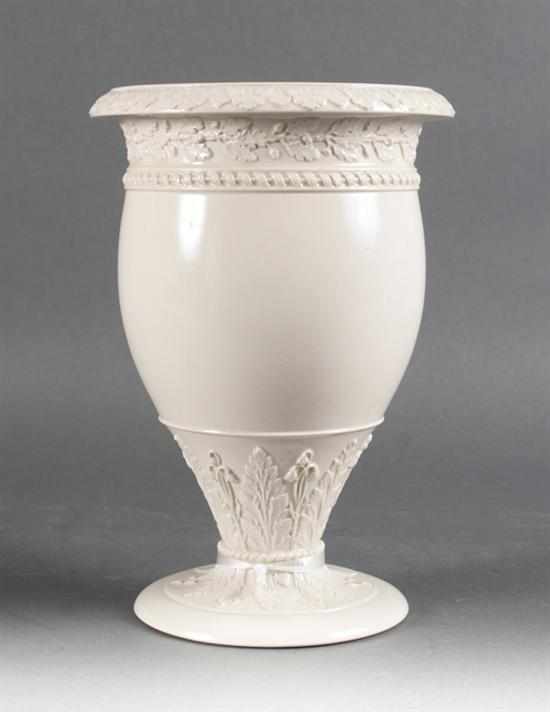 Appraisal: Wedgwood creamware urn in the ''Queensware'' pattern early th century